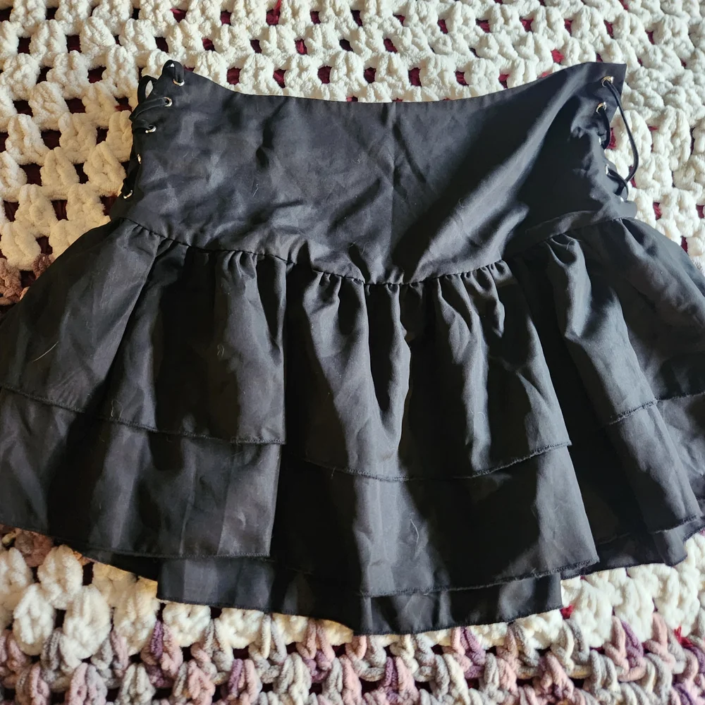 Midnight Hour Black Skater Skirt with Red Lace Up Design - Picture 5 of 8